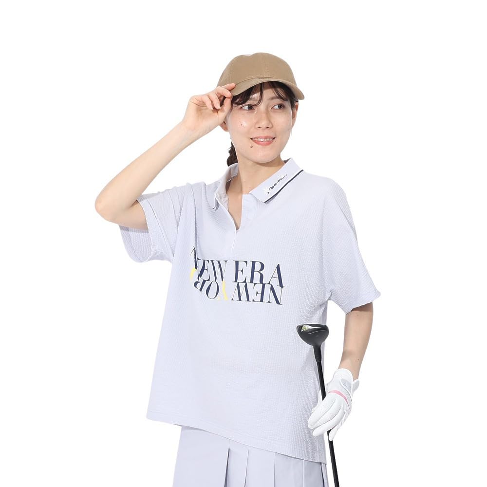 新品未使用タグ付:NEW ERA紺野ゆり スキッパーシャツ ペールコーラルM WOMEN'S 半袖 ポロシャツ 紺野ゆり Skipper ライトベージュ